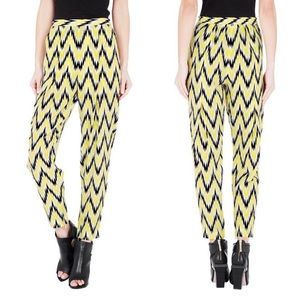 Sass & Bide Yellow Black Ikat Silk Politic Pants